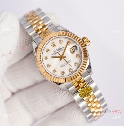 3A Factory 1:1 Copy Rolex MOP Diamond Datejust 28MM Watches Two Tone